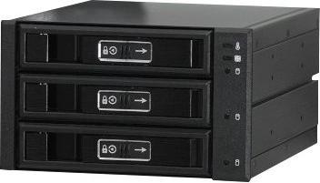 Actual product image Joujye JJ-N-36TM SATA-SAS I II III Enclosure 8.6cm x 14.6cm for 3XHDD 6.4cm-8.9cm 2.5inch-3.5" Black