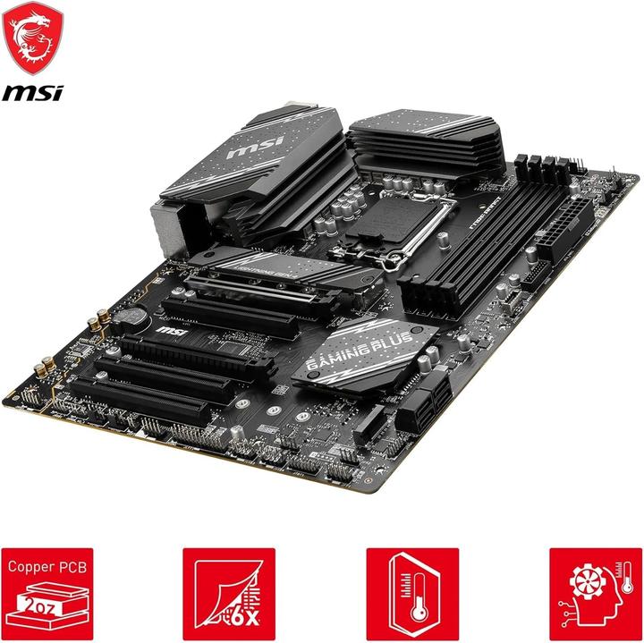 Image du produit MSI B760 GAMING PLUS WIFI LGA1700 mATX MB 4xDDR5 4xSATA 2xM.2 (LGA 1700, Intel B760, ATX)