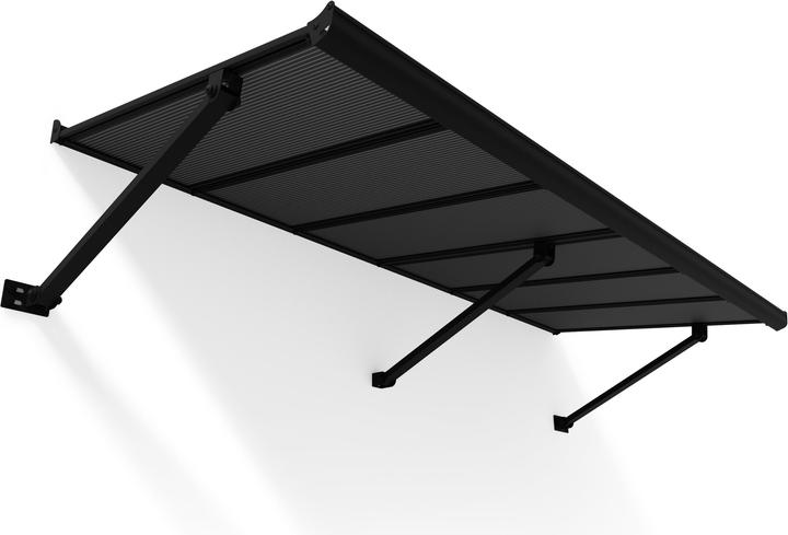 Actual product image Palram Canopia | Augustine 7.3ft Door Awning Black Structure / Opaque Grey Panels