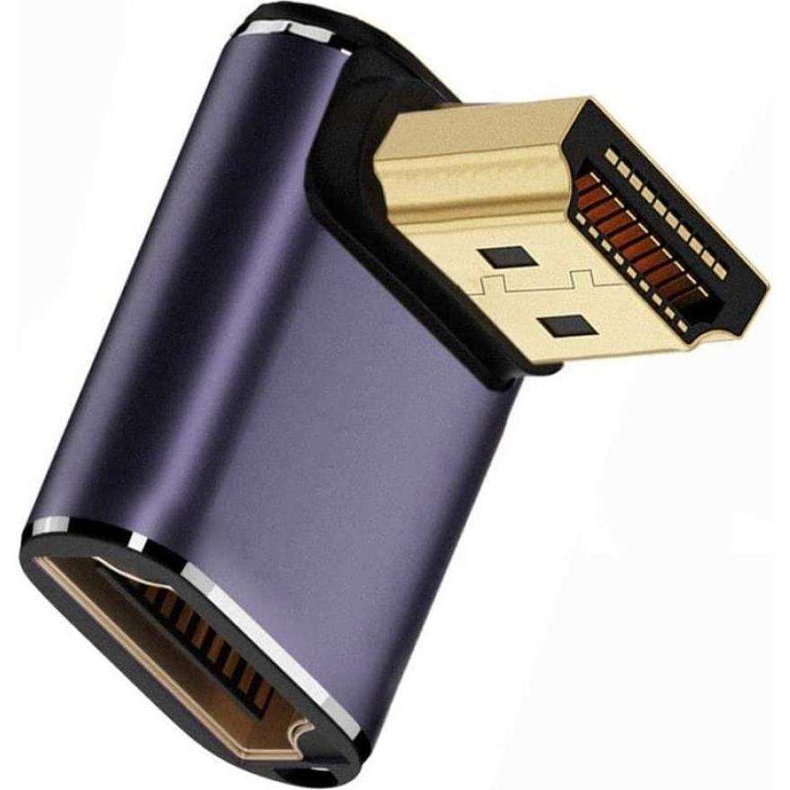 PowerGuard HDMI auf HDMI 2.1 8K 90-Grad Winkel Down Low Profile Adapter (HDMI), Data + Video Adapter, Grau