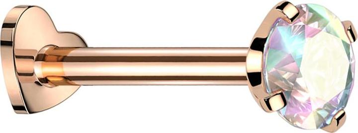 Image du produit Star Piercing Micro Labret Coeur Filetage interne or rose Cristal multicolore serti (sans laiton, Titane)
