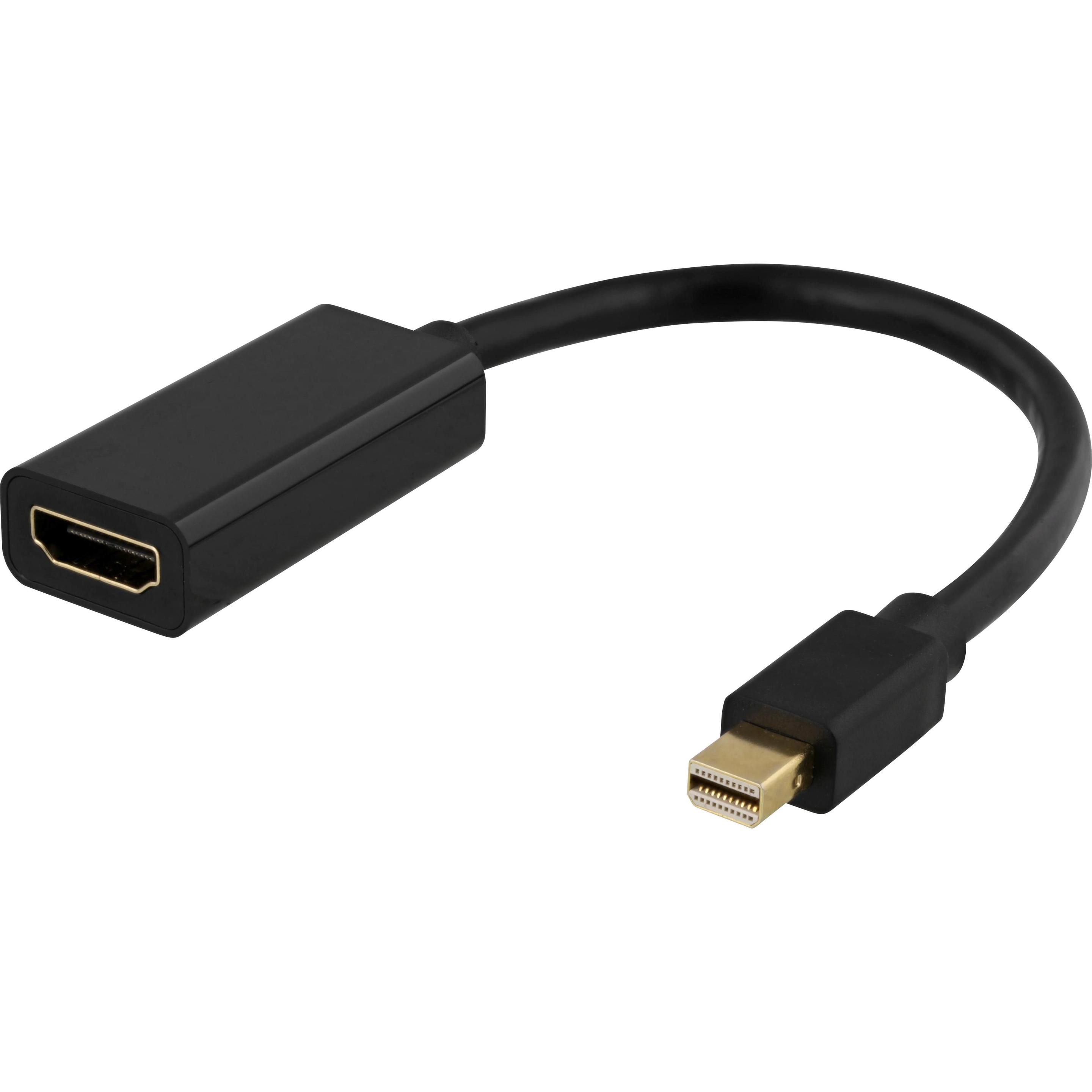 Deltaco DP-HDMI45 adattatore cavo video Mini DisplayPort HDMI Tipo A (Standard) Nero (Mini DP, 20 cm), Adattatore dati + video, Nero
