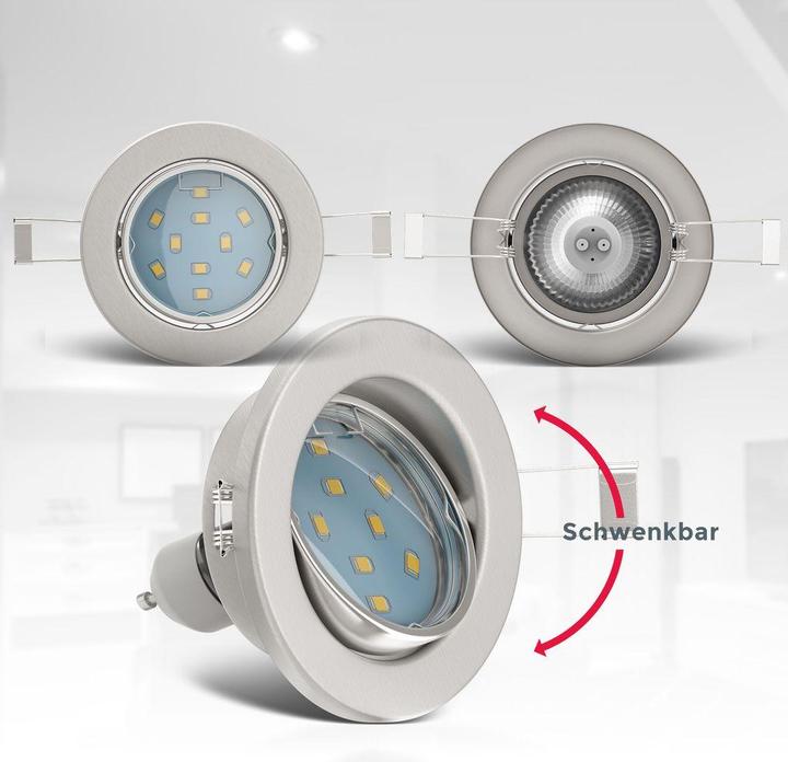 Immagine prodotto B.K.Licht Set di luci da incasso a LED, nichel opaco, 6xLED/GU10/2,9W (260 lm, GU10)