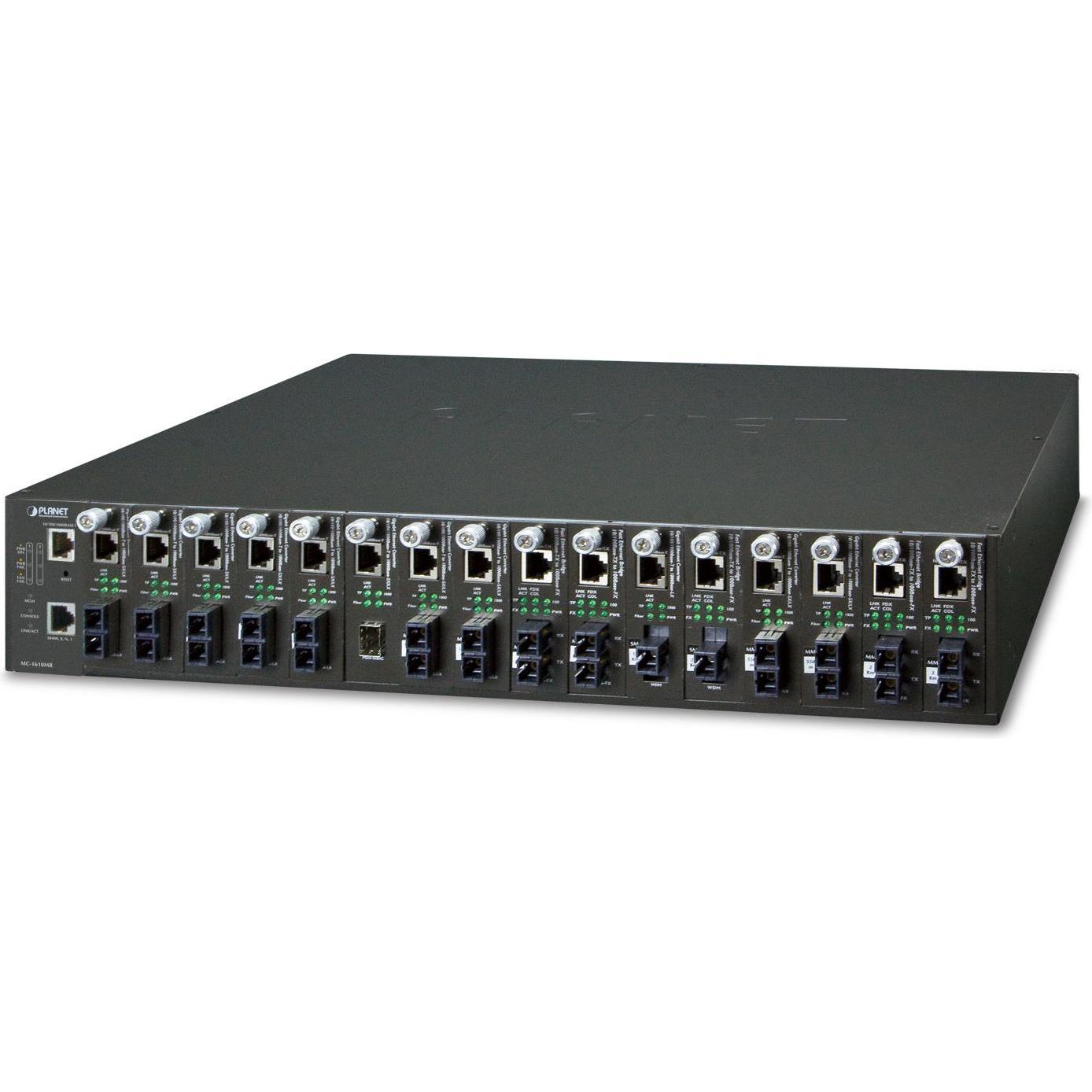 Thumbnail - Planet SNMP Managed Media Converter Chassis (-48VDC) with redundant power option 48,3cm 19Zoll 16-slot (Media Konverter)...