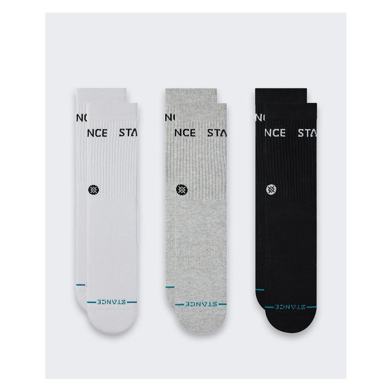 Stance, Herren, Socken, Origin Crew Socken, 3 Paar, Mehrfarbig, Mehrfarbig, (3er Pack, L)