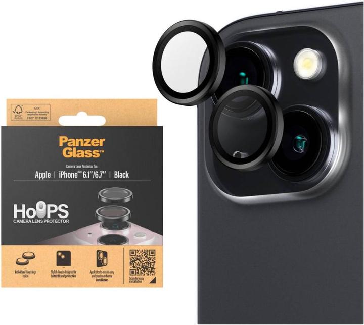 Produktbild PanzerGlass Hoops Camera Lens Protector (1 Stück, Apple iPhone 15, Apple iPhone 15 Plus)