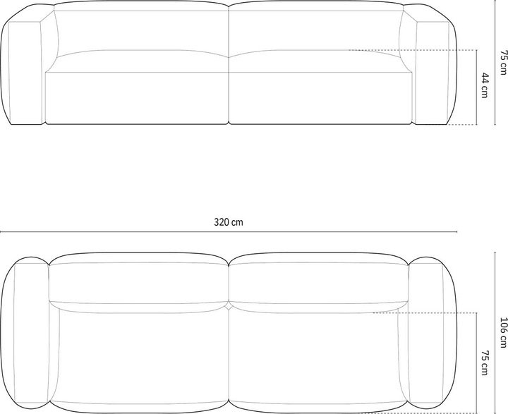 Actual product image Micadoni Modular Sofa, "Martina", 4 Seats, 320x106x75 Made in Europe (4-seater, 2 person sofa, 3-seater)