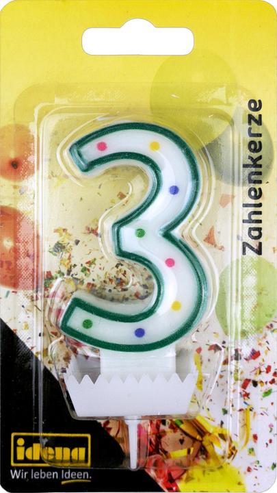 Produktbild Idena Zahlenkerze "3" dunkelgrün (1 x)