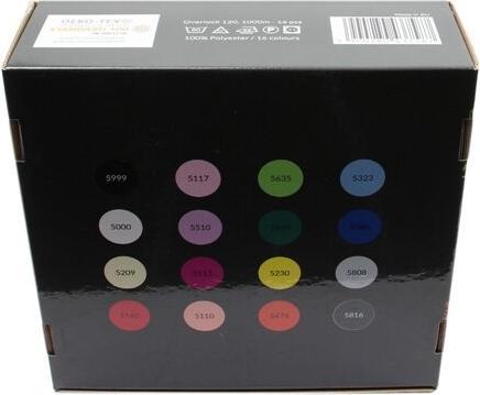 Image du produit Overlock Bauschgarn Nähgarn 16 x 1000m Box, Stärke 120, 100% Polyester (1000 m)