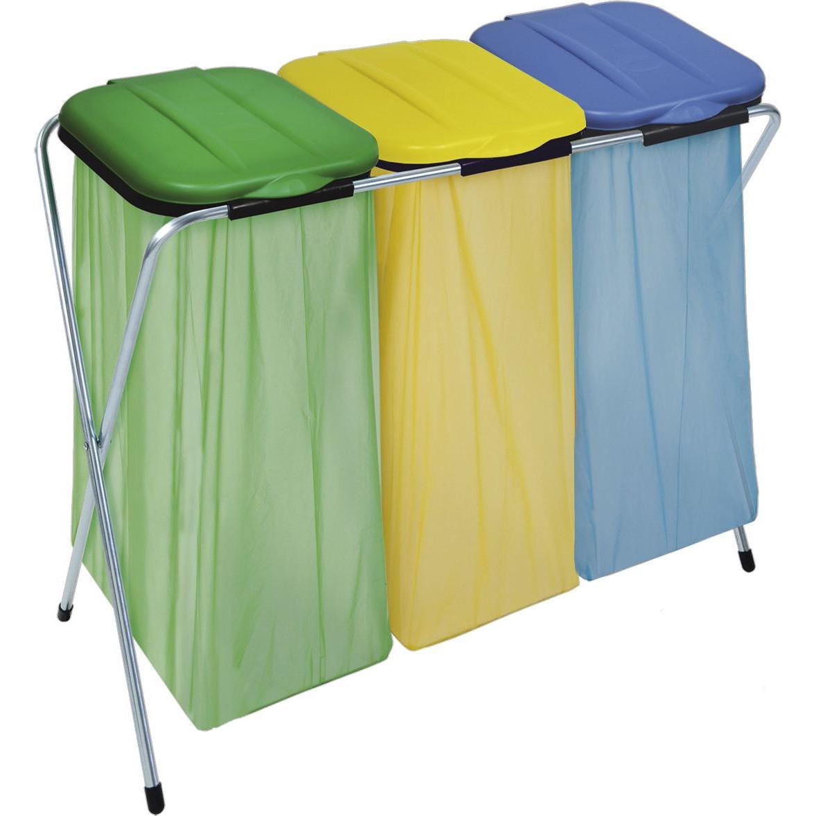 Masta Ecofix Müllsackständer 3-fach mit Deckel für Müllsäcke von 60 - 130 Liter, Abfalleimer