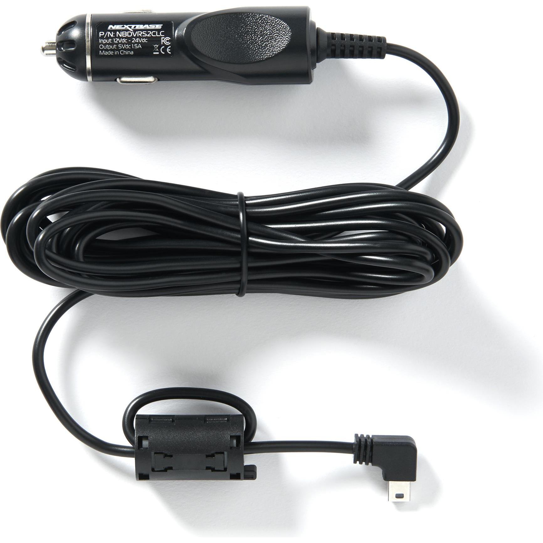 Nextbase Cavo di ricarica per auto 12V, Accessori per dashcam, Nero