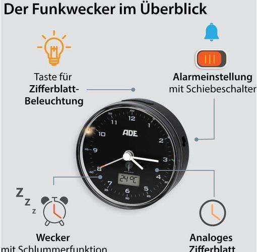 Image du produit ADE Réveil radio 8.1 x 4 cm