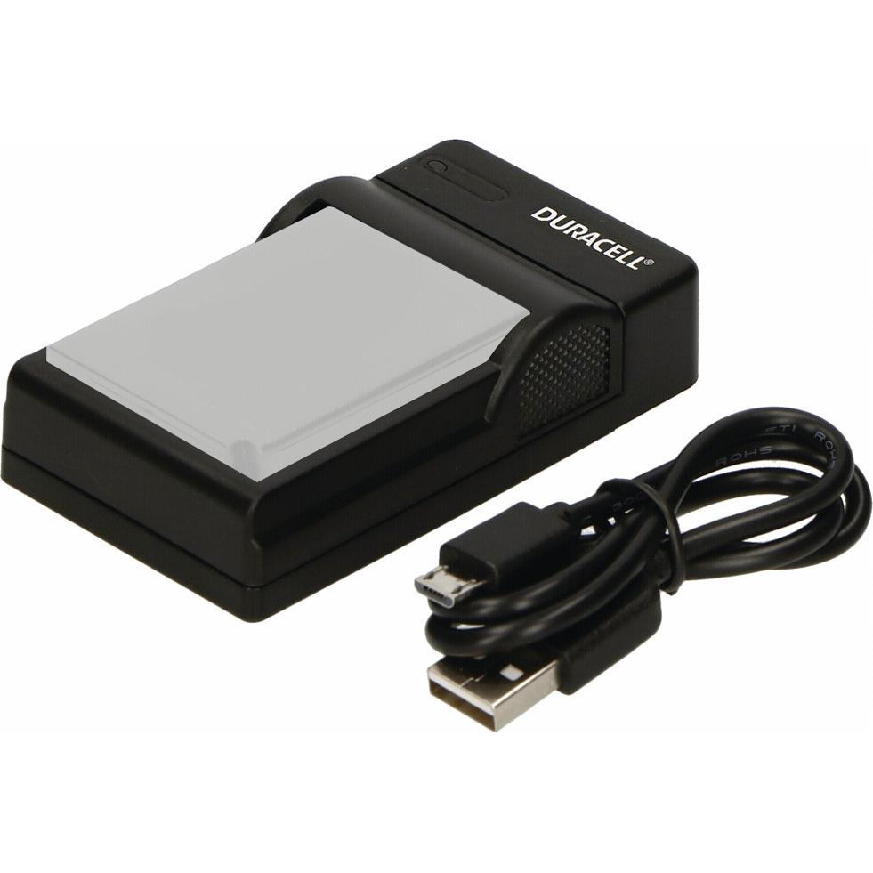 Duracell Ladegerät mit USB Kabel für DRNEL20/EN-EL20 (Ladegerät), Kamera Stromversorgung, Schwarz