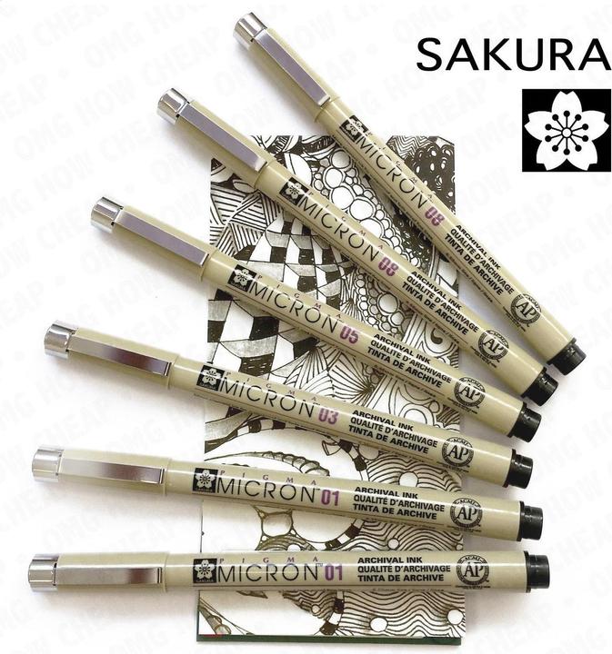 Produktbild Sakura Zentangle Pigma Micron Fineliner (Schwarz, 6 x)