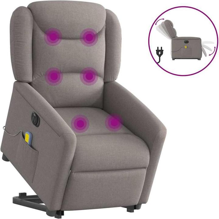 Actual product image vidaXL Electric massage chair with stand-up aid Taupe fabric