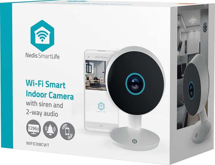 Produktbild Nedis SmartLife Innenkamera | Wi-Fi | 3MP Full HD 1296p | Cloud Storage (optional) / microSD (not en (2304 x 1296 Pixels)