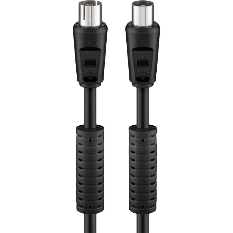 Goobay Antennen Anschlusskabel, 100% geschirmt, Ferrite, Schwarz, 5 m (80 dB, Antennenkabel), Antennenkabel