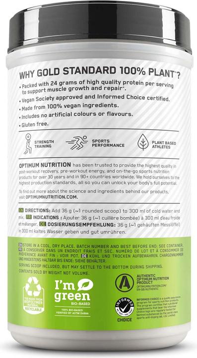Actual product image Optimum Nutrition Gold Standard 100% Plant (Vanilla, 1 pcs., 684 g)