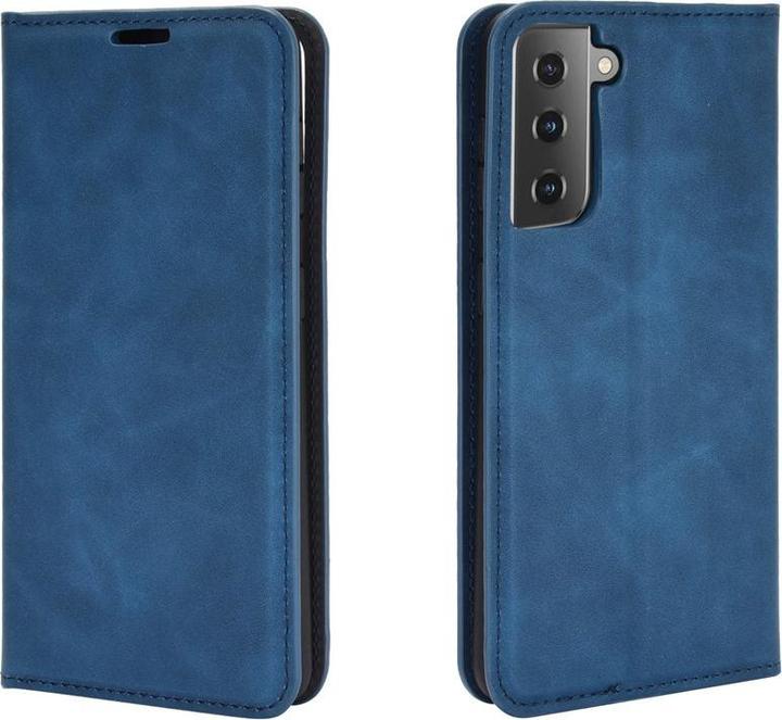 Image du produit Cover-Discount Galaxy S21 - Silky Stand Flip Case Cover bleu foncé (Samsung Galaxy S21)