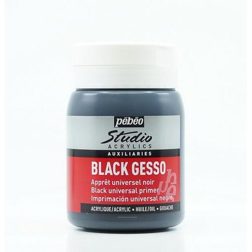 Pebeo, Künstlerfarbe + Bastelfarbe, Studio Acrylics Gesso Schwarz (500 ml)