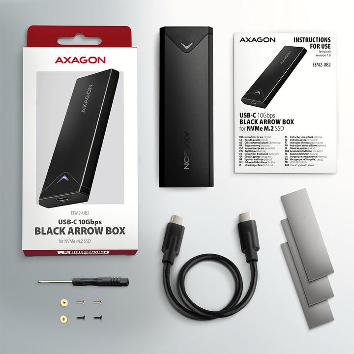 Actual product image Axagon Boitier external USB 3.2 EEM2-UB2 - NVMe M.2 Type 2280 (Noir) (M.2 2280)