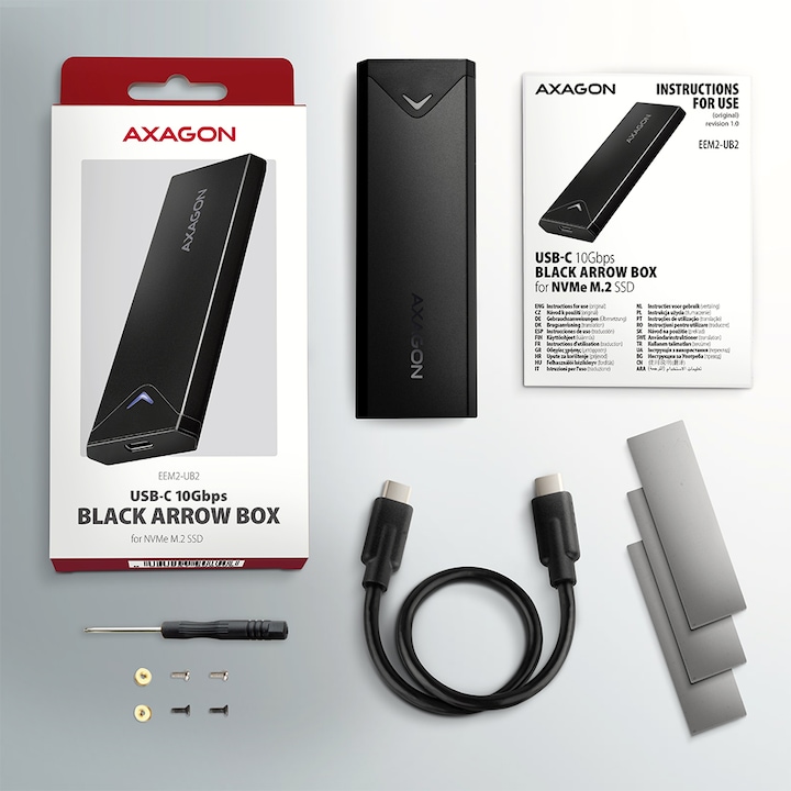 Actual product image Axagon Boitier external USB 3.2 EEM2-UB2 - NVMe M.2 Type 2280 (Noir) (M.2)