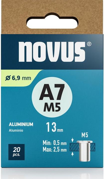 Produktbild Novus Nietmutter A7 M5, L: 11.5 mm Alu