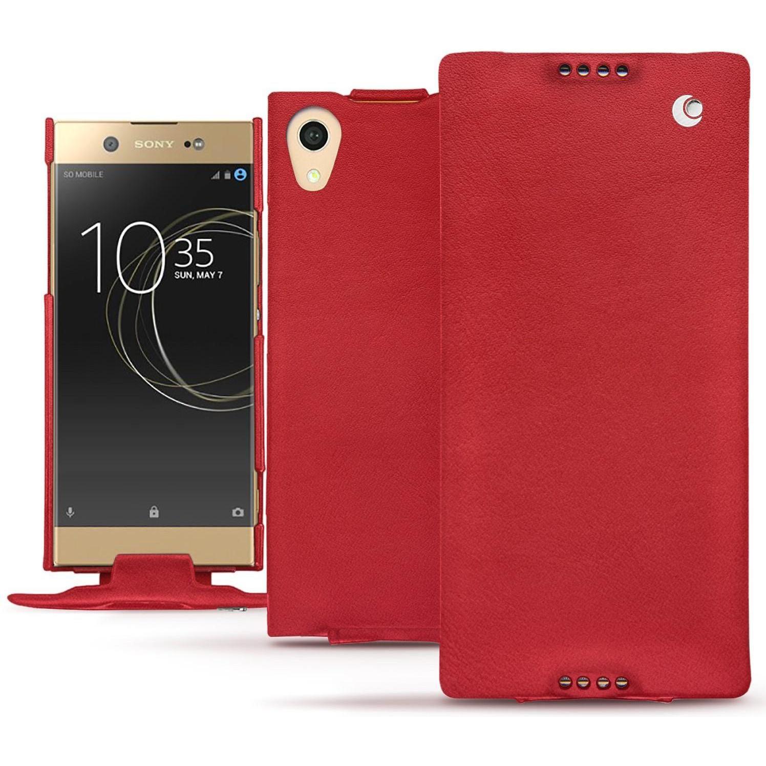 Noreve Lederschutzhülle vertikal (Sony Xperia XA1 Ultra), Smartphone Hülle, Rot
