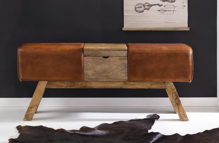 Produktbild FineBuy Truhenbank Mango Braun (26.50 cm)