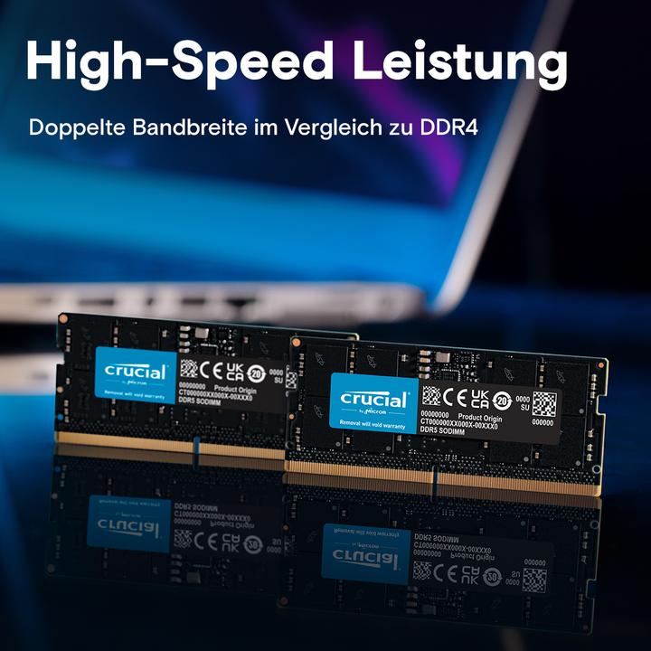 Actual product image Crucial CT2K32G56C46S5 (2 x 32GB, 5600 MHz, DDR5 RAM, SO-DIMM)