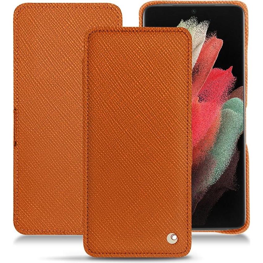 Noreve Lederschutzhülle horizontal (Samsung Galaxy S21 Ultra), Smartphone Hülle, Orange