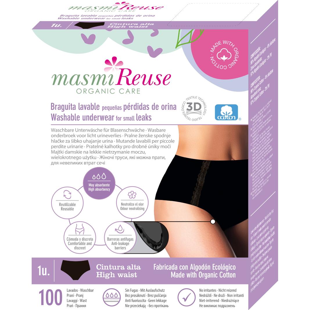 Masmi, Inkontinenzhygiene, Bio Inkontinenz Maxislip Schwarz Grösse: S - Reuse (S)