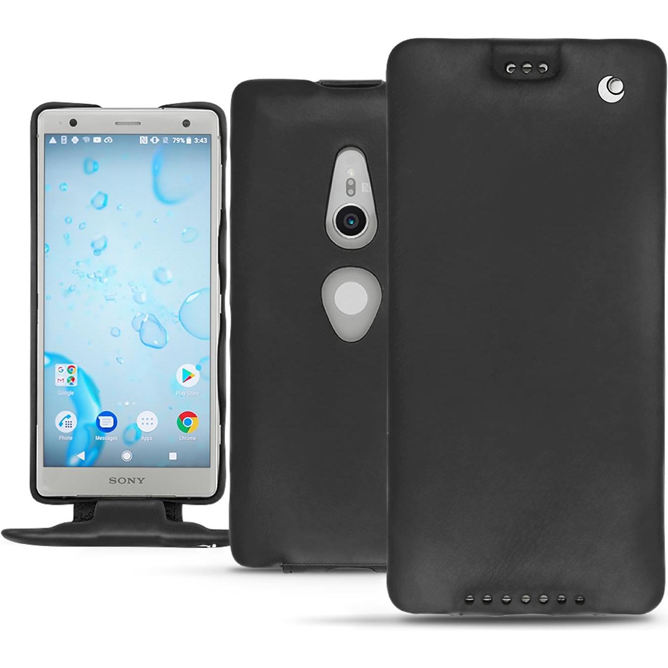Noreve Lederschutzhülle vertikal (Sony Xperia XZ2), Smartphone Hülle, Schwarz