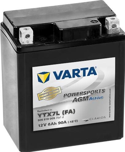 Actual product image Varta Powersports AGM ACTIVE YTX7L-BS 6Ah Motorcycle Battery 12V (DIN 50614) (12 V, 6 Ah, 90 A)