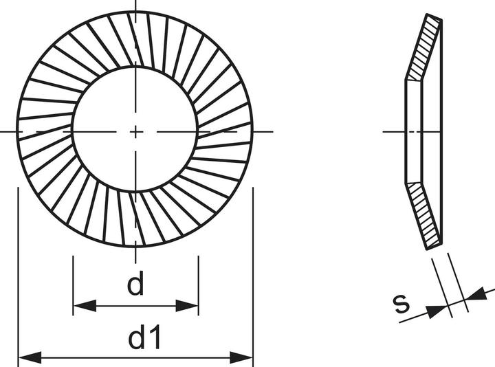 Actual product image Schnorr disc (lock washer) "S" for ø M4 spring stem blank blackened (M4)