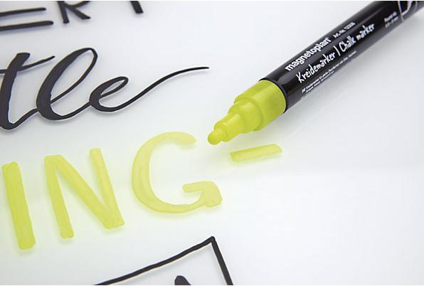 Actual product image Magnetoplan Chalk marker, assorted colours, black, white, yellow, pink, pack of 16. (16 x)