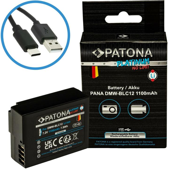 Actual product image Patona Platinum USB-C Panasonic BLC12 (Camera battery)