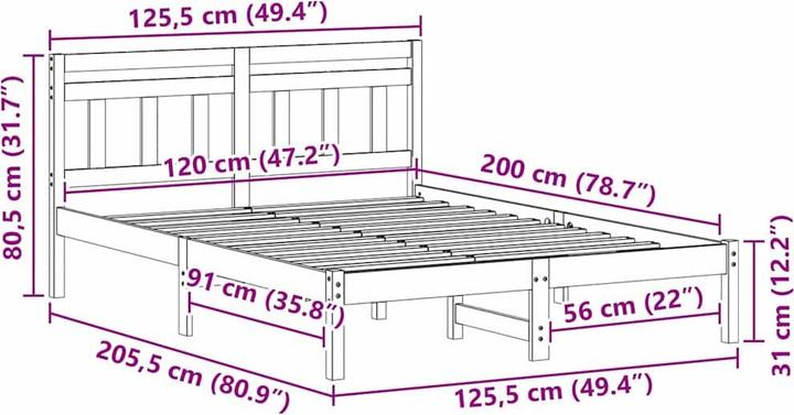 Image du produit vidaXL Plattformbett (120 x 200 cm)