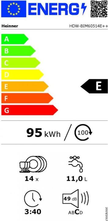 Etichetta energetica Heinner HDW-BIM60514E++