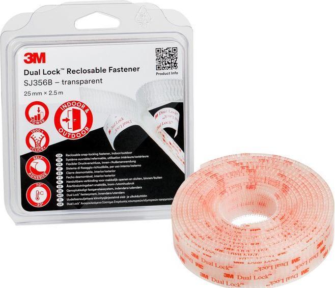 Immagine prodotto 3M Nastro di bloccaggio a pressione Dual Lock 25 mm x 2,5 m Trasparente (25 mm)
