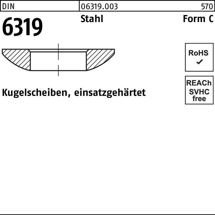 Produktbild Kugelscheibe DIN 6319 Form C C25 x44 x8,2 Stahl einsatzgehärtet