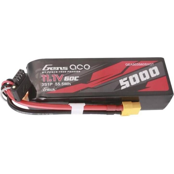 Gens Ace G-Tech 5000mAh 11.1V 60C 3S1P Lipo With XT60 Plug (11.10 V, 5000 mAh)