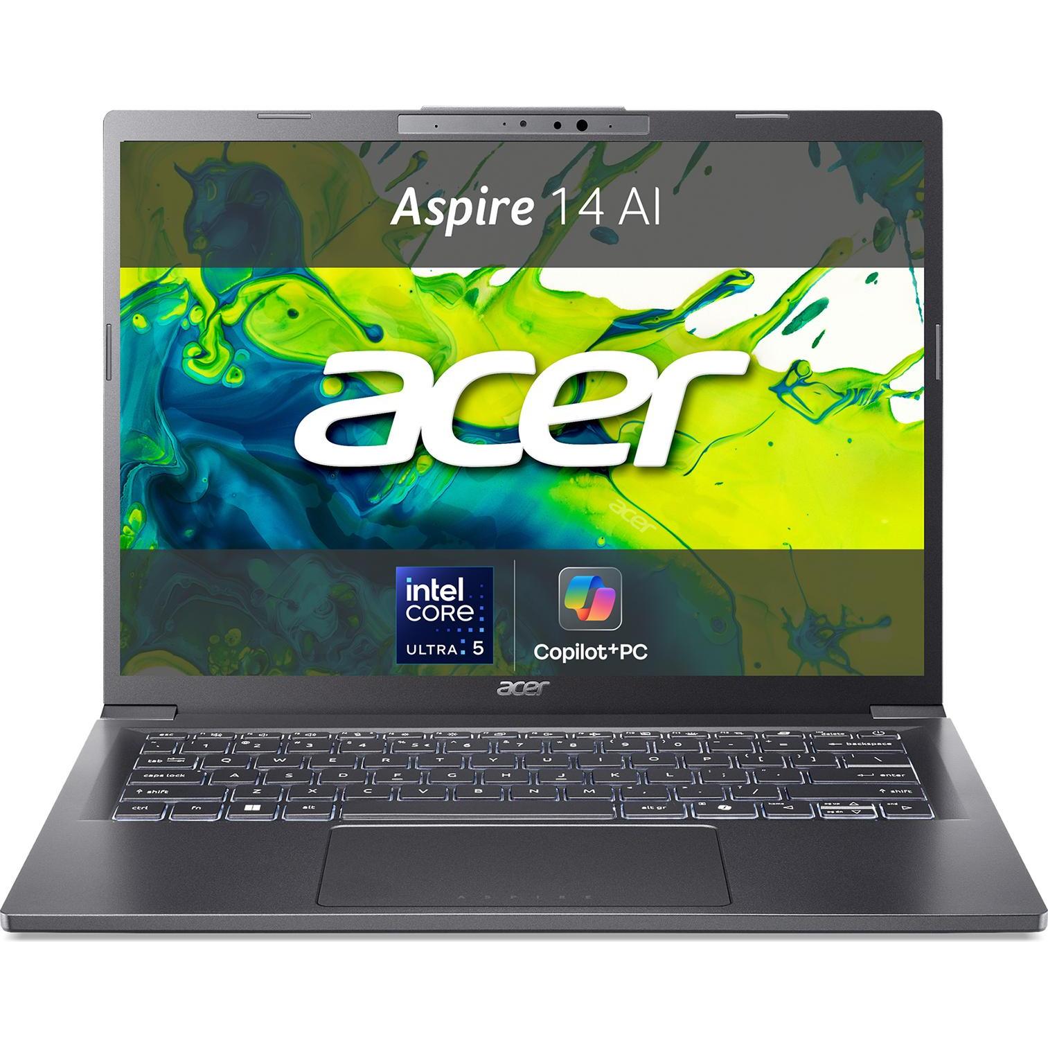 Acer Aspire 14 AI (14", 16 GB, Eng. Int.), Notebook, Grau