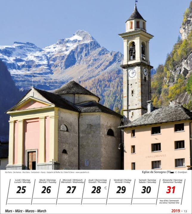 Produktbild Novos Bildkalender Ma Patrie/Die Heimat/Mia patria/Switzerland (1 Woche / 1 Seite)