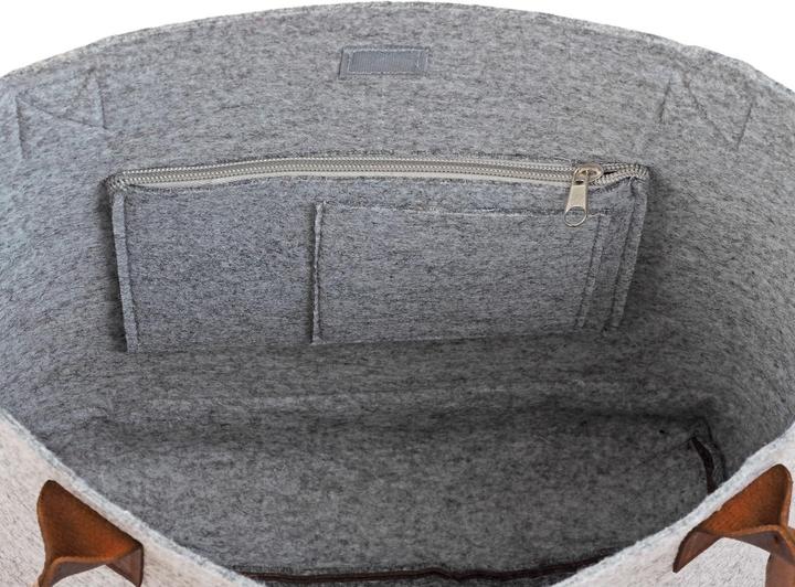 Produktbild Angela Bruderer Shopper aus Filz Grau mit Stickerei «Alpaufzug»