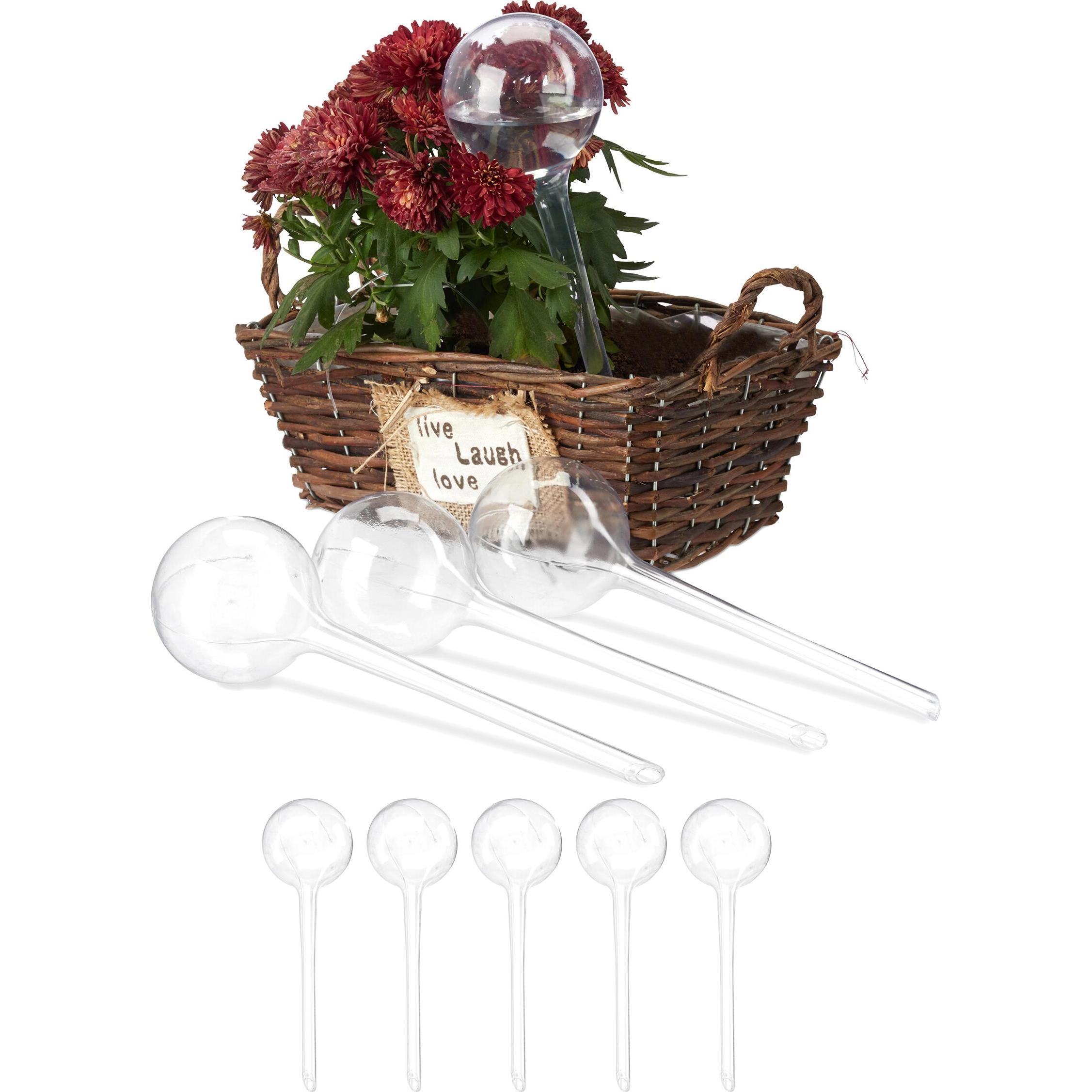 Relaxdays, Palloni Da Irrigazione + Cono Di Argilla, 9X Palla Per Irrigazione (Palline Per L'irrigazione)