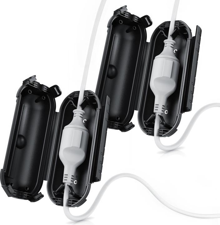 Produktbild Bearware 2x Kabelbox outdoor schwarz 210 x 85mm, IP44 Garten Schutzbox wetterbeständig für Verlängerungskabel
