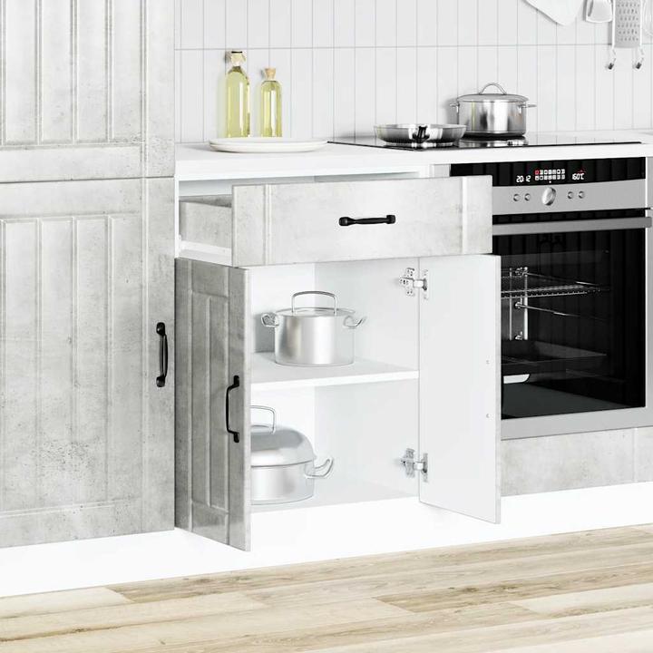 Produktbild vidaXL Küchen-Unterschrank Lucca Betongrau Holzwerkstoff Spülenunterschrank (60 x 46 x 81.5 cm)