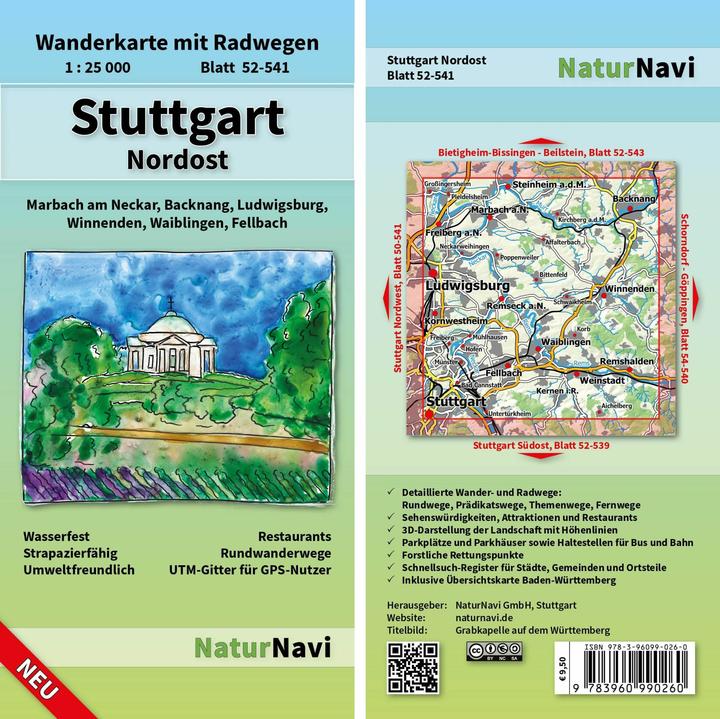 Actual product image NaturNavi hiking map Stuttgart north-east