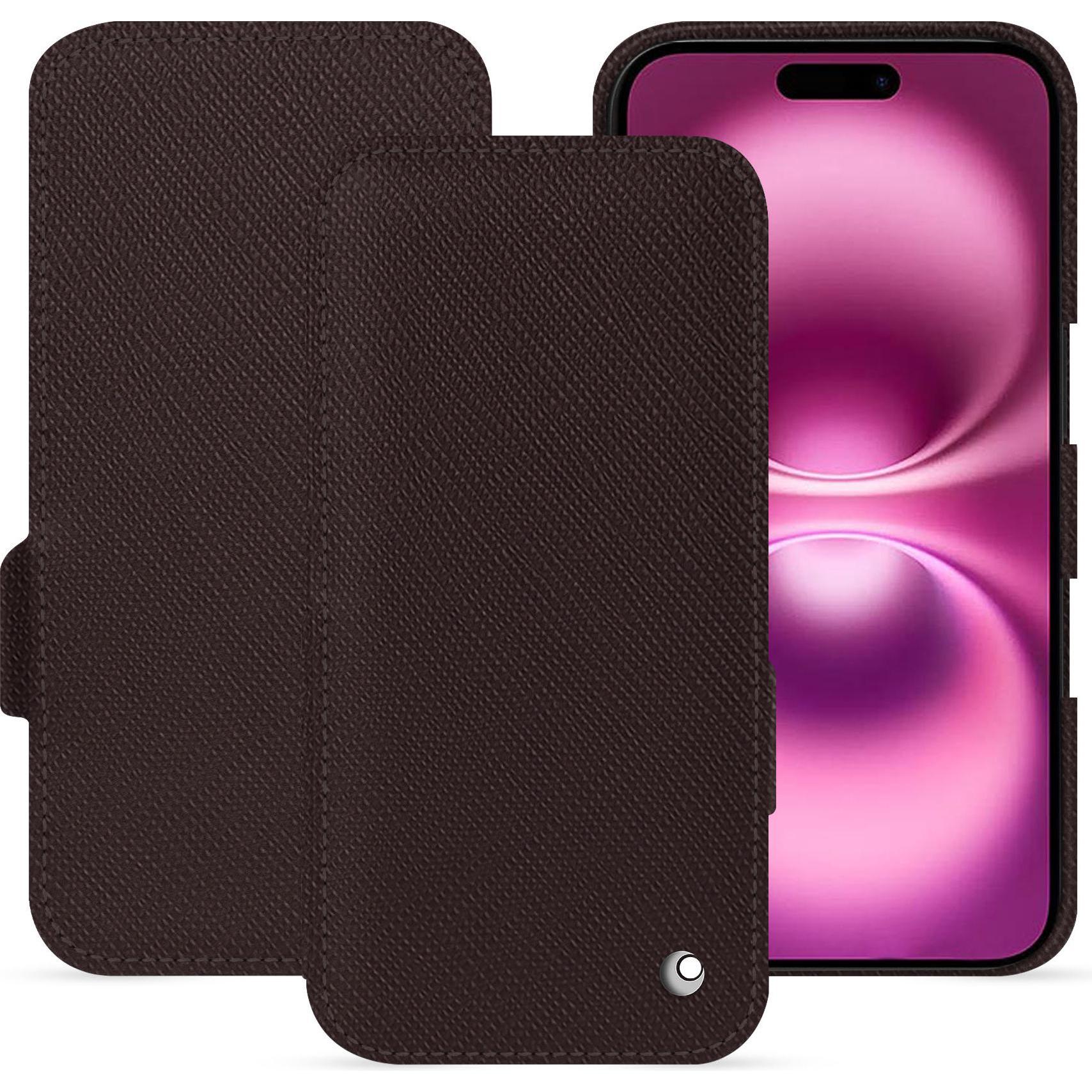Noreve Lederschutzhülle horizontal (Apple iPhone 16 Plus), Smartphone Hülle, Braun